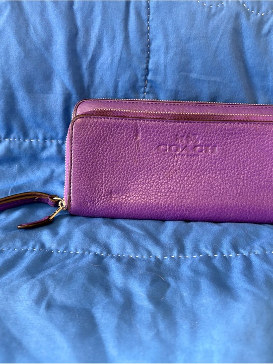 Coach Handbags - Coach Violet Pebbled Leather Zip Around Wallet